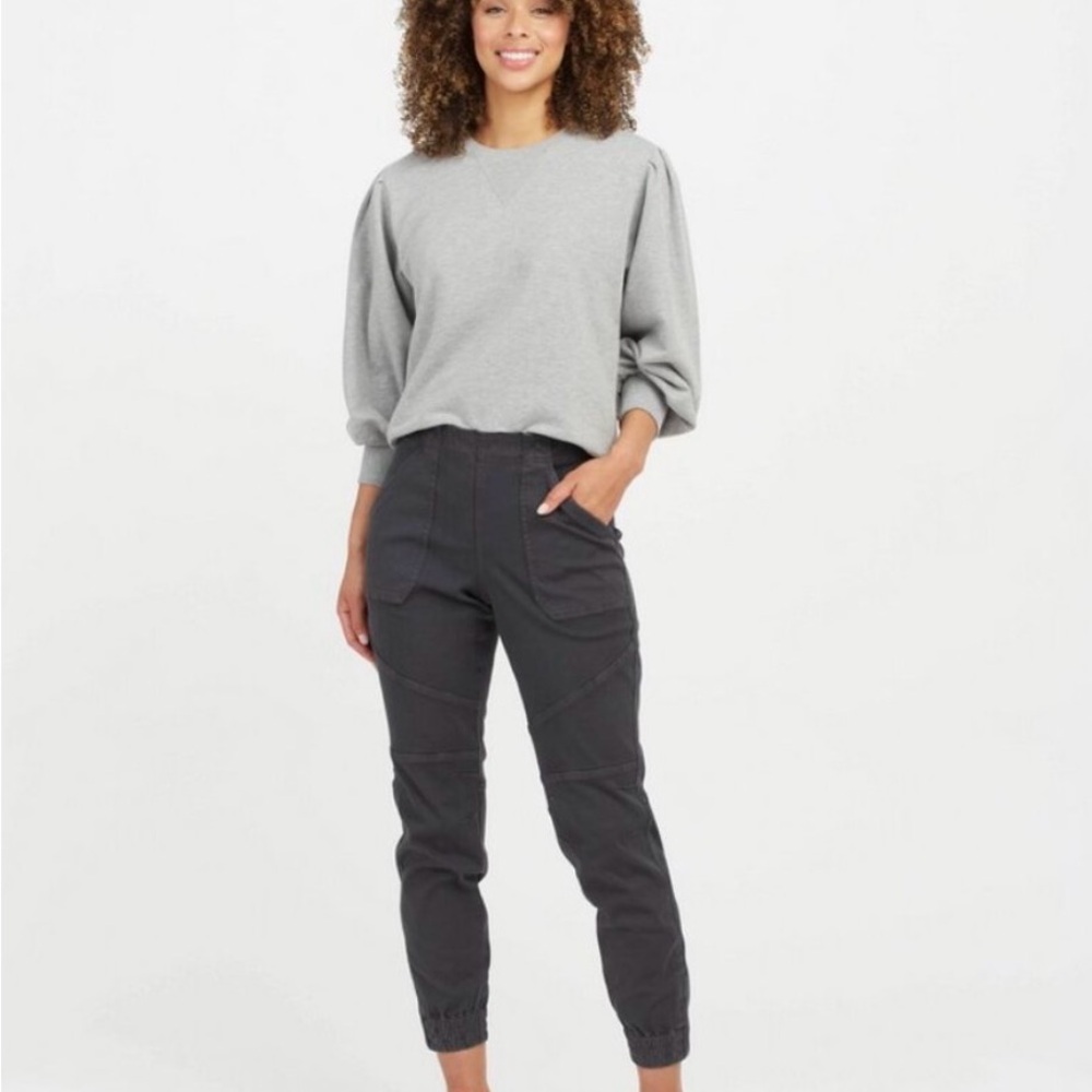 Spanx Garment Dyed Stretch Twill Joggers in Washed Black Size Medium